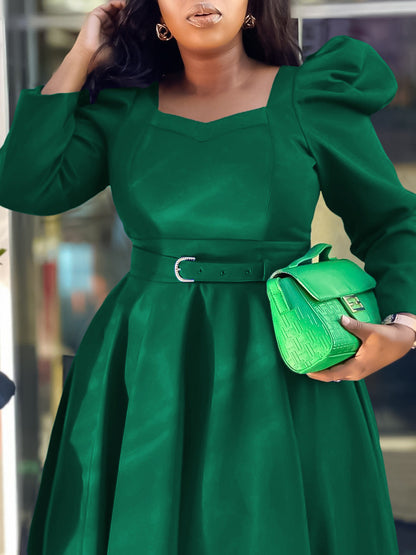 Fashionable Elegant A-Line Dress With Puff Sleeves