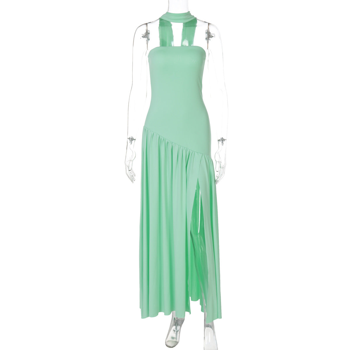 Elegant Strapless Bodycon Maxi Dress With Back Slit