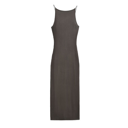 Sexy Solid Sleeveless Backless Bodycon Dress