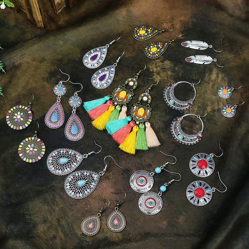 Colorful Geometric Drop Oil Dangle Earrings for Women