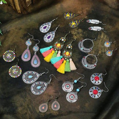 Colorful Geometric Drop Oil Dangle Earrings for Women