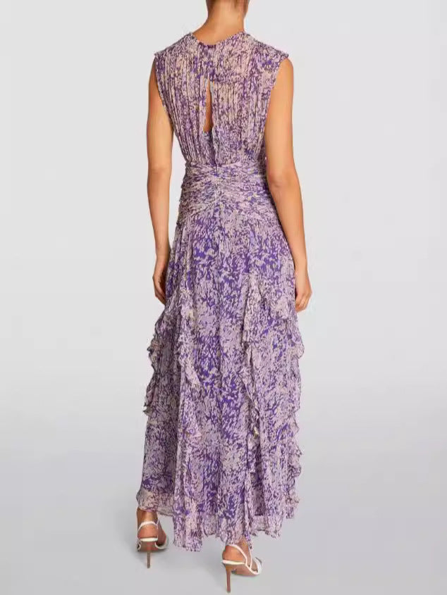 Off-Shoulder Chiffon Maxi Dress Elegant Floral Print for Women