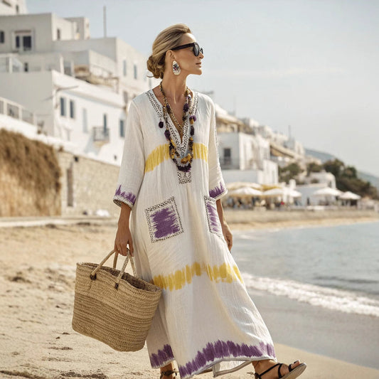 Summer Elegant Large Size Printing Long Pendulum Dress