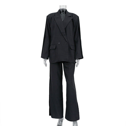 Chic Commuter Two-Piece Suit Set with Color Block Design