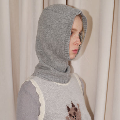 100% Pure Wool Knit Balaclava Hat with Scarf
