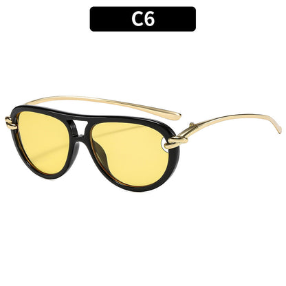Trendy Knot Double Beam UV400 Sunglasses for Outdoor Activities