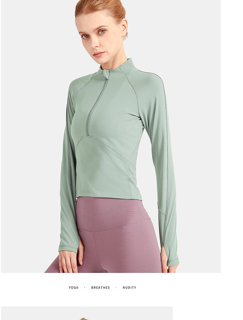 Fitness Yoga Wear Women'S Stand-Up Collar Zipper Slim Long Sleeve Outdoor Running Breathable Quick-Drying Sports Yoga Top