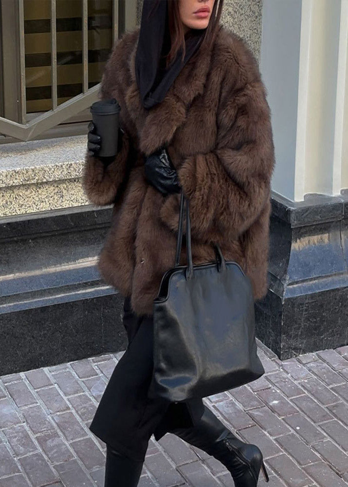 Faux Fur Jacket Dark Brown Ultra Soft Texture