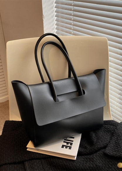 Spacious Pu Tote Bag With Minimalist Flap Design
