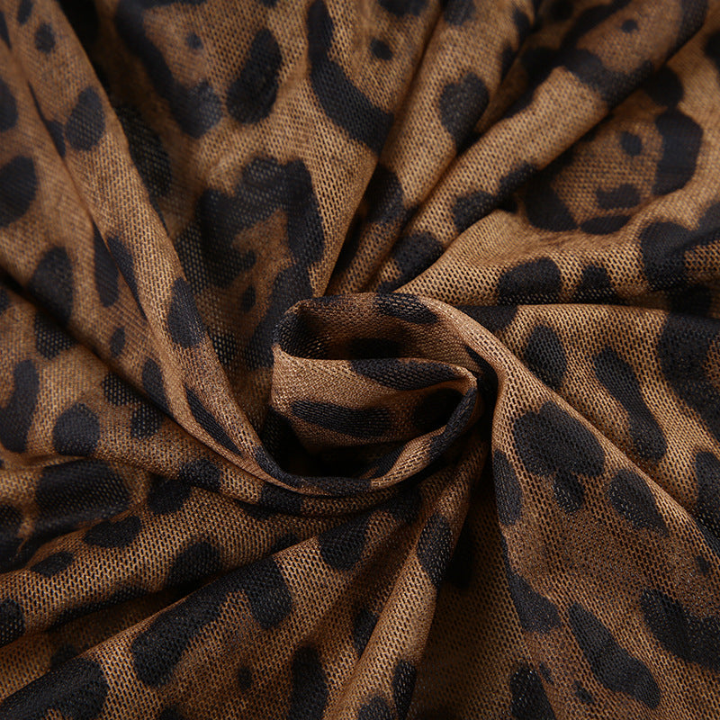 Irregular String Leopard Print Sexy Top