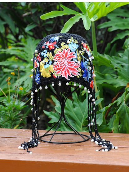 Ethnic Style Embroidered Knitted Hat Women'S Spring And Summer Versatile Ear Protection Hat