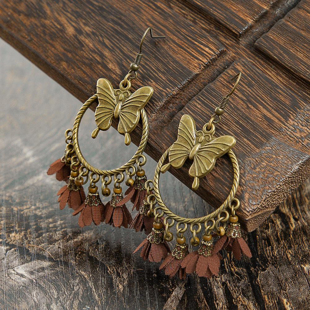 Brown Butterfly Earrings Bohemian Style Minimalist Design