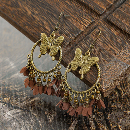 Brown Butterfly Earrings Bohemian Style Minimalist Design
