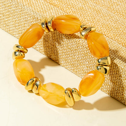 Exaggerated Acrylic Bead Bracelet Set Colorful Retro Jewelry