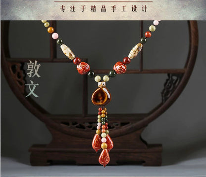 Ethnic Style High-End Ceramic Sweater Chain Women'S Long Versatile Pendant Autumn And Winter Necklace 2023 New Jewelry Pendant