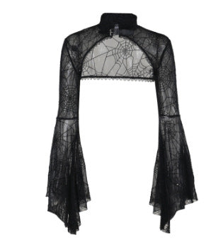 Spider Web Print Sheer Cardi Top for Women