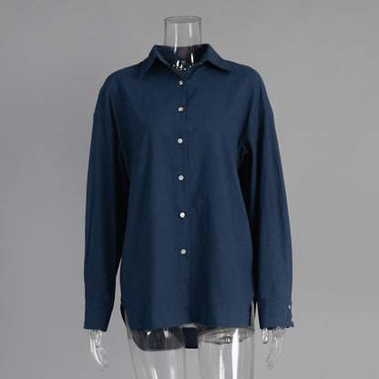 Lazy Casual Solid Color Cotton Shirts