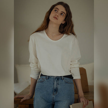Casual Solid Cotton T-Shirt Relaxed Fit for Women