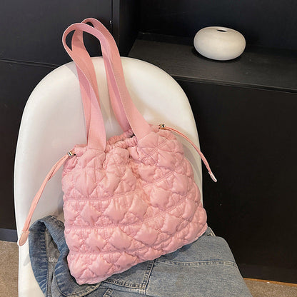 Trendy Velvet Bucket Bag Soft Casual Tote