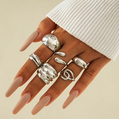 Trendy Vintage Statement Geometric Open Joint Ring Set
