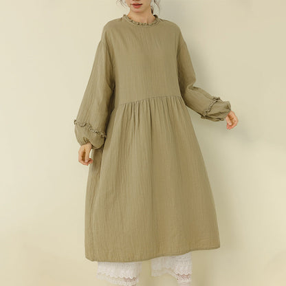 Sweet Fresh Double Layer Cotton Dress Loose Long Skirt