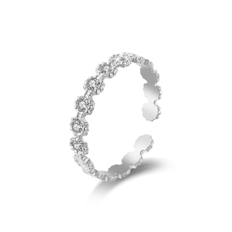 Rhinestone Hollow Out Open Trendy Adjustable Ring