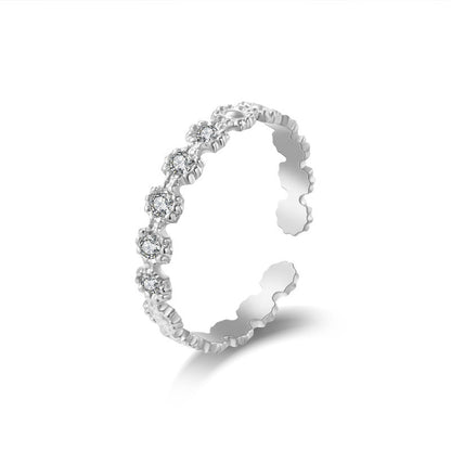 Rhinestone Hollow Out Open Trendy Adjustable Ring