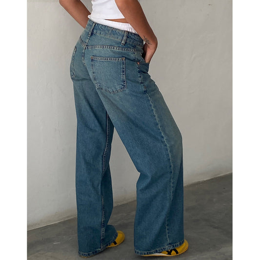 Vintage Low Rise Wide Leg Denim Jeans