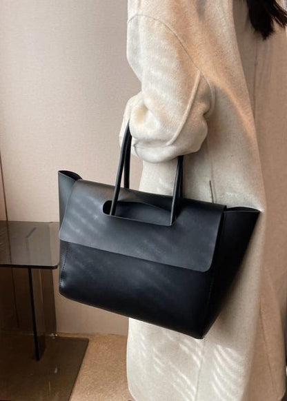 Spacious Pu Tote Bag With Minimalist Flap Design