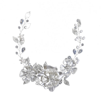 Handmade Pearl Bridal Headband Elegant White Pearl Leaf Hair Accessory