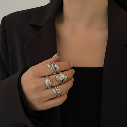 Exaggerated Large Pearl Open Cuff Bracelet Metallic Water Drop Spring Buckle Handband