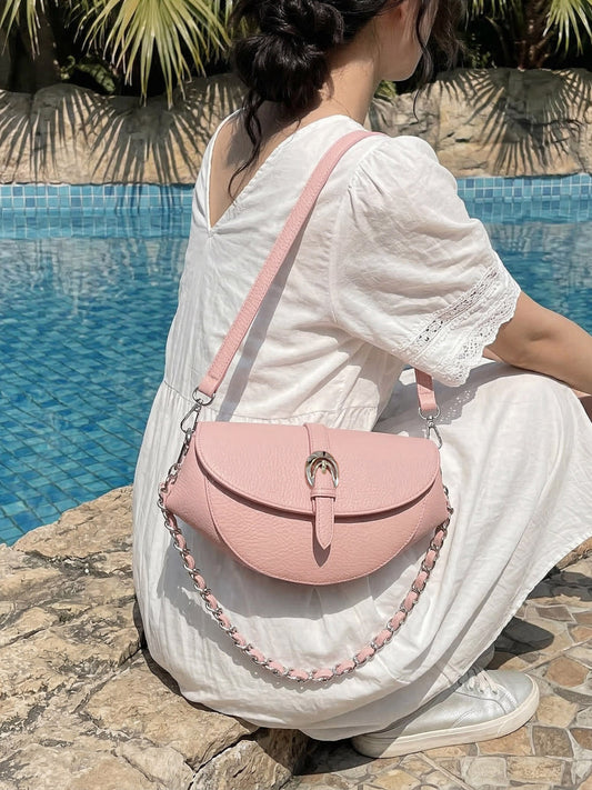 Fashionable Saddle Bag with Chain Strap
