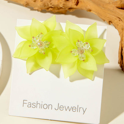 Trendy Floral Resin Drop Earrings Handmade Fresh Style