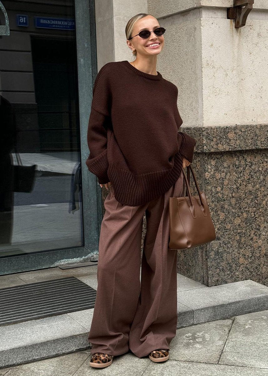Oversized Knit Sweater Soft Gray Minimalist