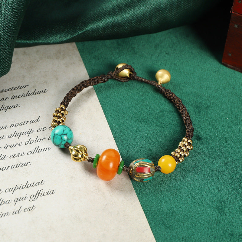 Original Design Woven Tibetan Yellow Honey Bracelet Ethnic Personality Tibetan Bracelet Nepal Accessories.