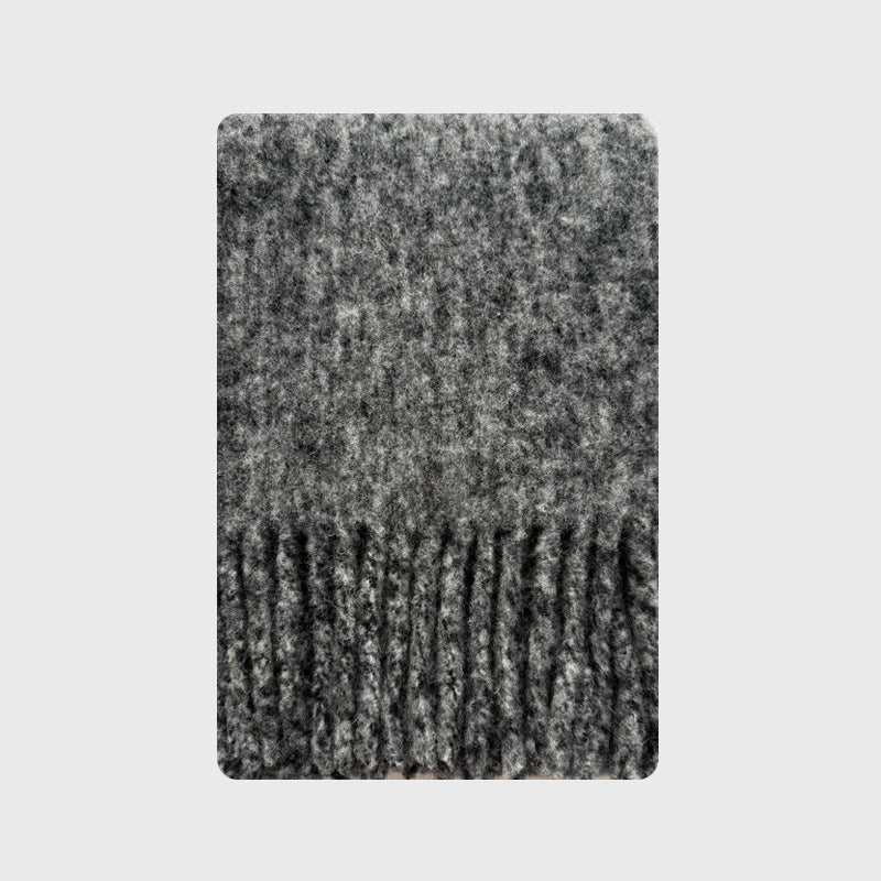 Chunky Tassel Solid Wool Scarf for Women