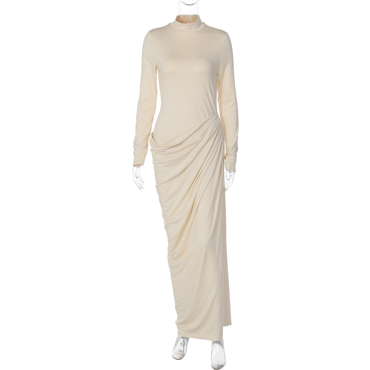 Elegant V-Neck Button Back Long Sleeve Dress