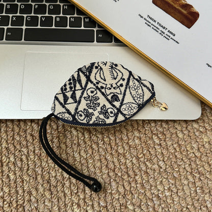 Mini Embroidered Key Pouch Portable Keychain Wallet