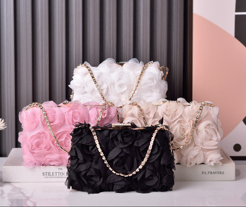Chic Floral Chiffon Evening Clutch Party Bag
