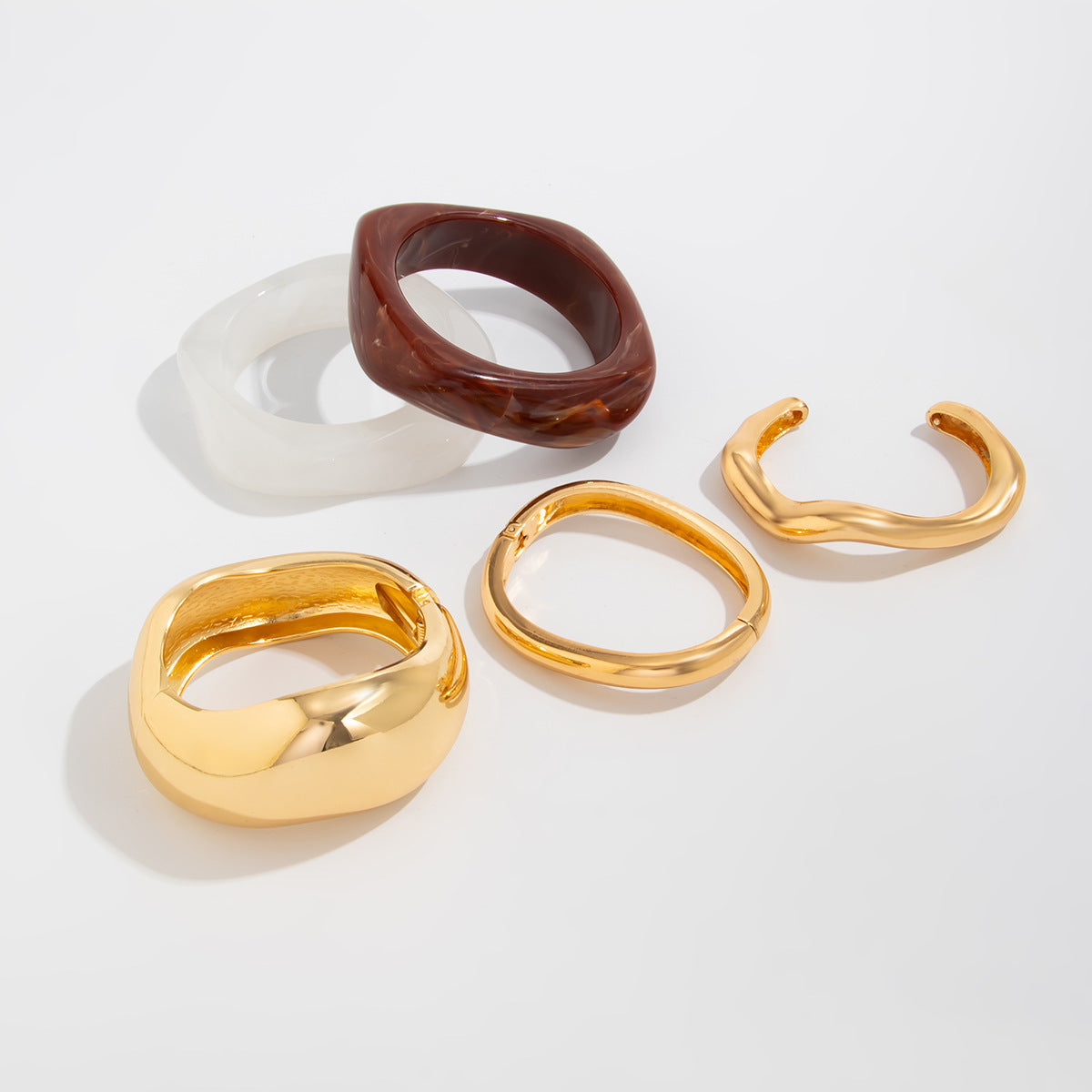 Trendy Geometric Resin Bracelet Elegant Alloy Bangle