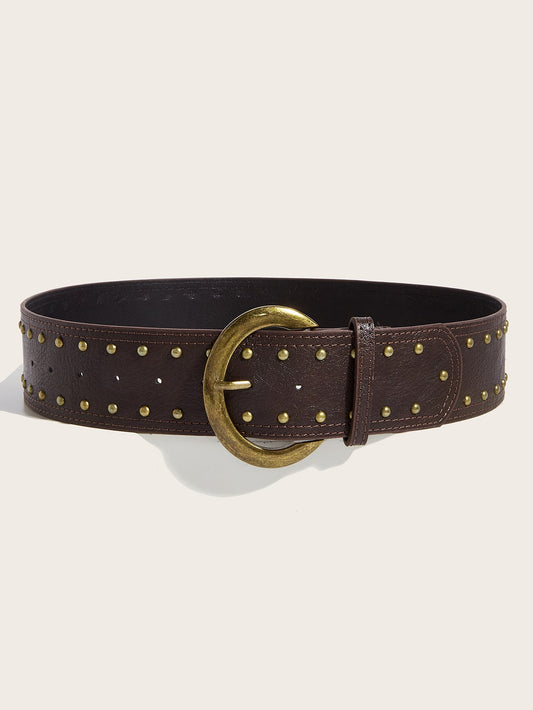 Punk Studs Leather Wide Belt