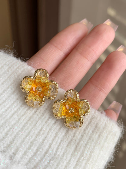 Floral Earrings Design Sense High-End Stud Earrings Fresh Green Earrings Women