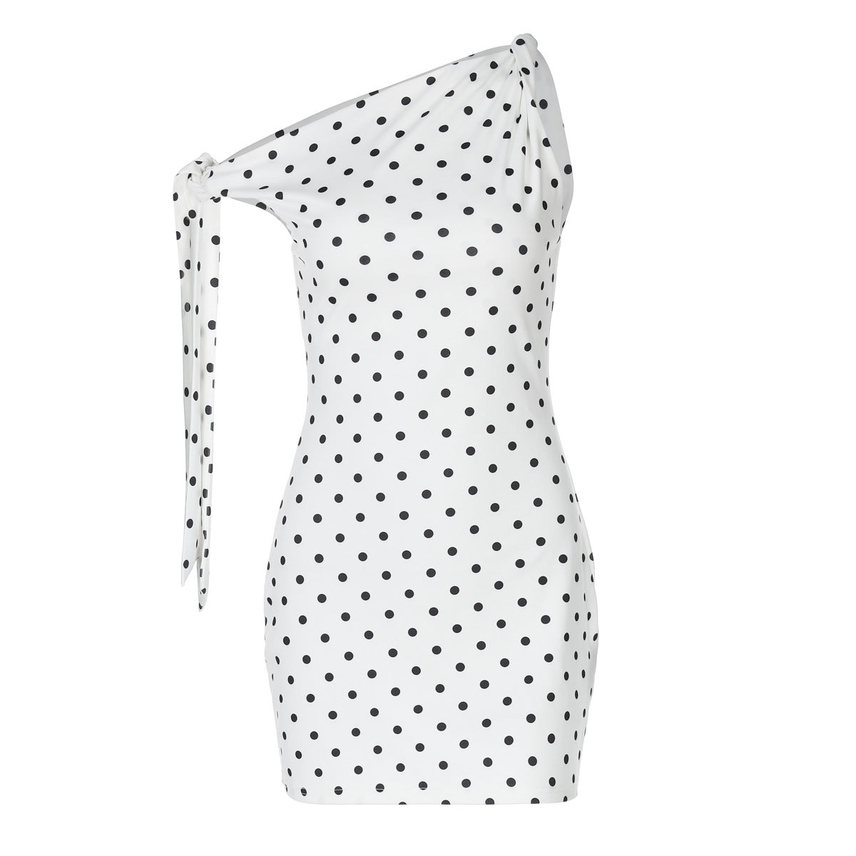 Polka Dot Asymmetrical Midi Dress Stylish Casual Dress