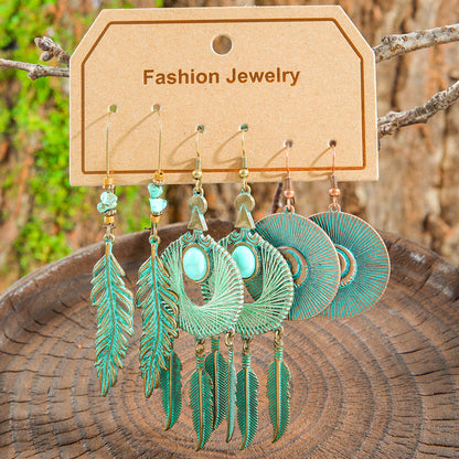 Bohemian Vintage Leaf Earrings Set Stylish Accessories