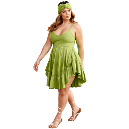 Casual V-Neck Knit Dress With Waist Tie