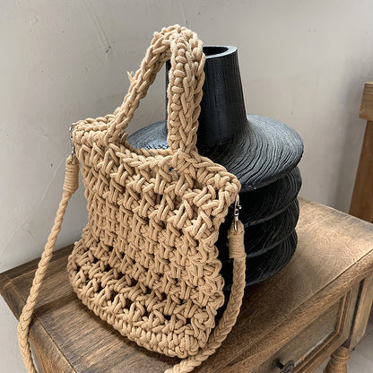 Woven Crossbody Bag for Women Stylish Cotton Blend Daily Use