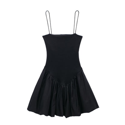 Solid Color Sleeveless Spaghetti Strap Dress