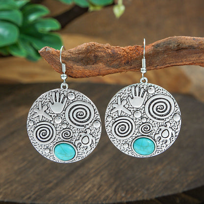 Bohemian Turquoise Teardrop Earrings Vintage Alloy Geometry