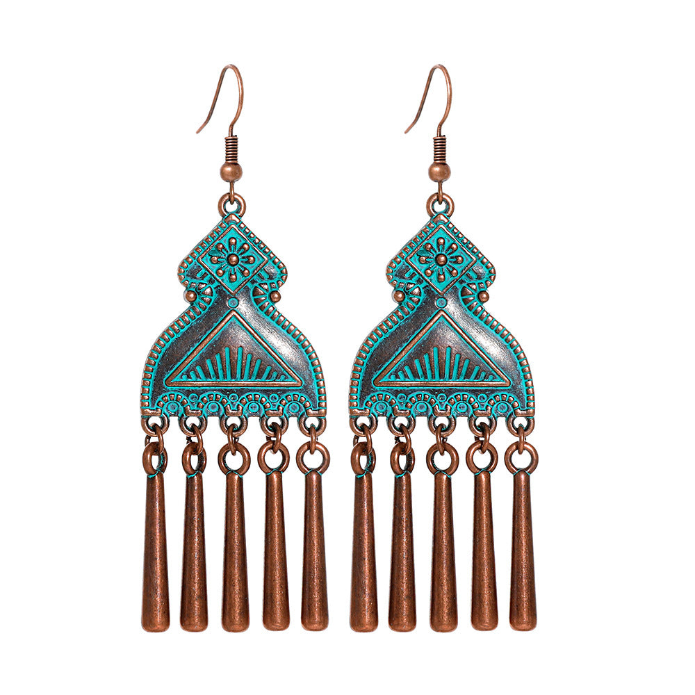 Vintage Metal Tassel Earrings Creative Bohemian Jewelry