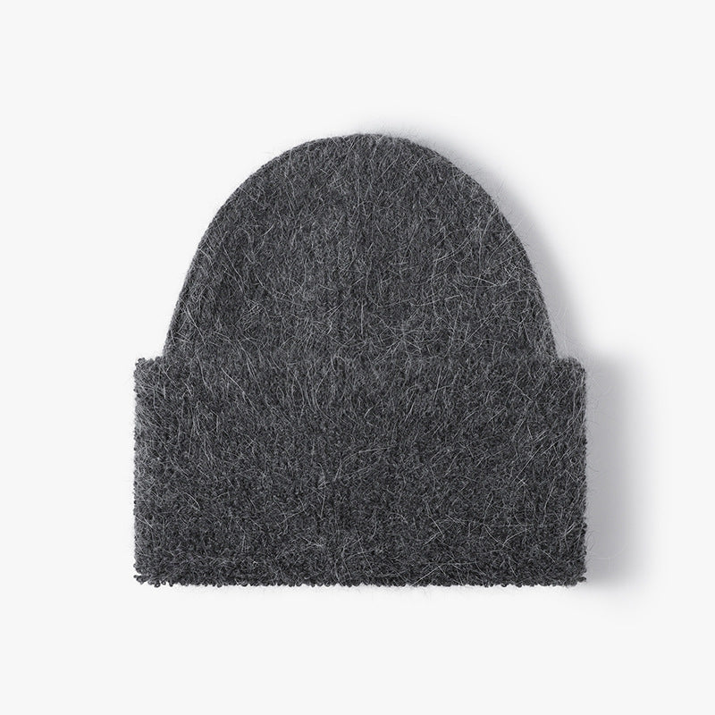 Solid Color Knit Hat High Flap Beanie
